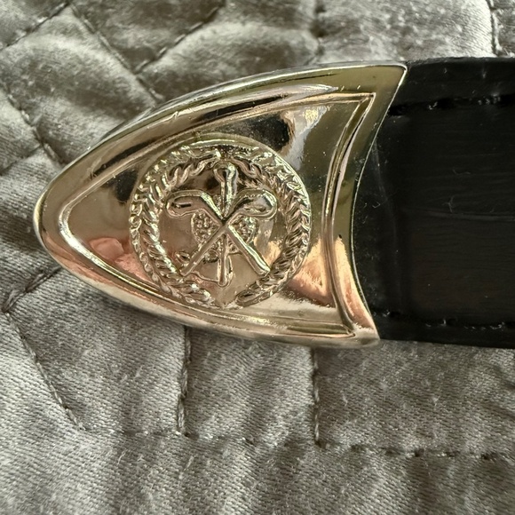 Black Leather Belt with Golf Club Medallions Size Medium - Picture 6 of 8